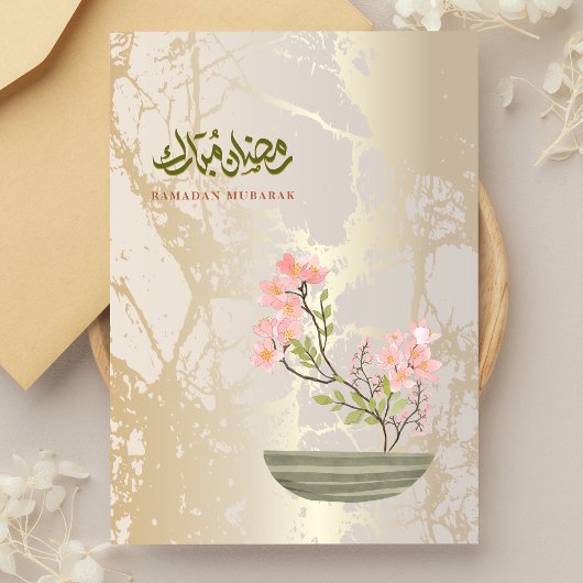 Luxury Acrylic Ramadan Mubarak Card | Gold & Flora アクリル招待状