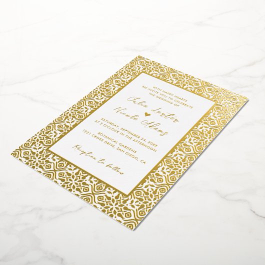 Luxury Aesthetic Geometrical Mandala Wedding 箔招待状 (回転した状態)