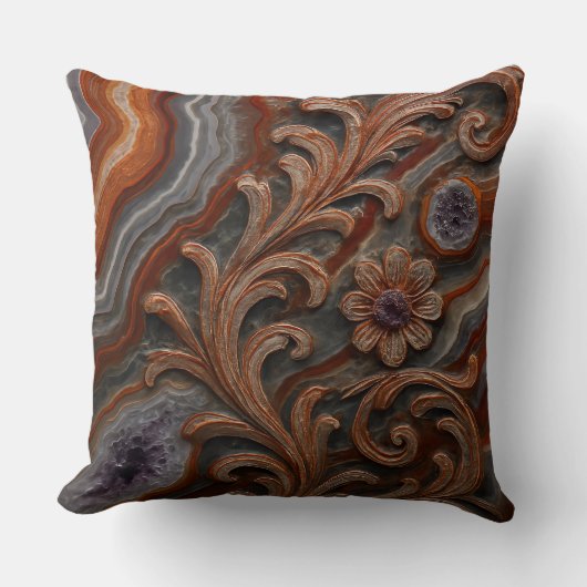 Luxury Agate and Geode Mineral Decorative Pillow クッション (正面)