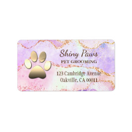 Luxury Agate Glitter Dog Paw Pet Grooming ラベル