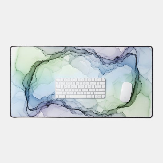 Luxury Alcohol Ink Abstract Smoke Nebula デスクマット (キーボード&マウス)