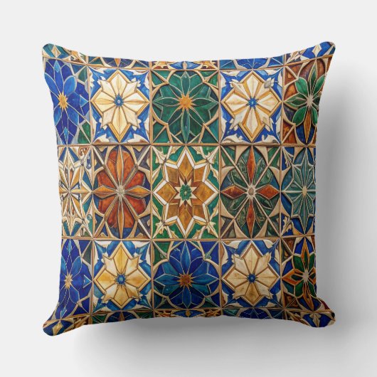 Luxury Algerian Zellig Tile Pattern Prayer Pillow クッション (裏面)
