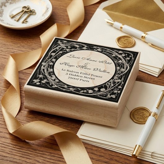 Luxury Alphonse Mucha Frame Wedding Return Address ラバースタンプ