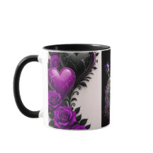 Luxury Amethyst Heart and Purple Roses Coffee Mug