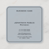 Luxury Anthracite Grey Elegant Silver Monogram スクエア名刺 (裏面)