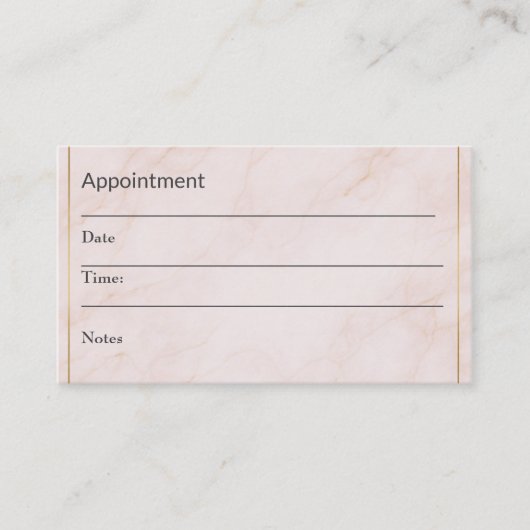 Luxury Appointment Reminder Card – Blush Marble 予約カード (正面)