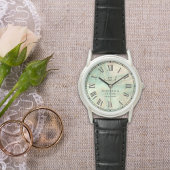 Luxury Aqua Marbled Men's Black Leather Strap 腕時計