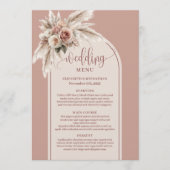 Luxury Arch Pastel Pink Pampas Floral Wedding Menu メニュー (正面)