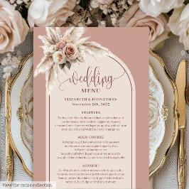 Luxury Arch Pastel Pink Pampas Floral Wedding Menu メニュー