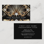Luxury Art Deco Black Gold Diamond Business Cards 名刺 (正面/裏面)