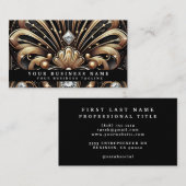 Luxury Art Deco Black Gold Diamond Business Cards 名刺 (正面/裏面)