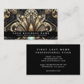 Luxury Art Deco Black Gold Diamond Business Cards 名刺 (正面/裏面)