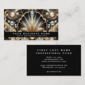 Luxury Art Deco Black Gold Diamond Business Cards 名刺 (正面/裏面)