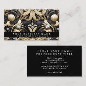 Luxury Art Deco Black Gold Diamond Business Cards 名刺 (正面/裏面)