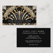 Luxury Art Deco Black Gold Diamond Business Cards 名刺 (正面/裏面)