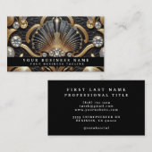 Luxury Art Deco Black Gold Diamond Business Cards 名刺 (正面/裏面)