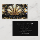 Luxury Art Deco Black Gold Diamond Business Cards 名刺 (正面/裏面)