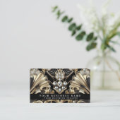 Luxury Art Deco Black Gold Diamond Business Cards 名刺 (スタンド正面)