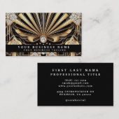 Luxury Art Deco Black Gold Diamond Business Cards 名刺 (正面/裏面)