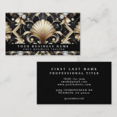 Luxury Art Deco Black Gold Diamond Business Cards 名刺 (正面/裏面)