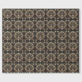 Luxury Art Deco Black & Gold Faux Diamond Wrapping ラッピングペーパー (フラット)