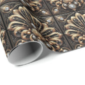 Luxury Art Deco Black & Gold Faux Diamond Wrapping ラッピングペーパー (ロールコーナー)