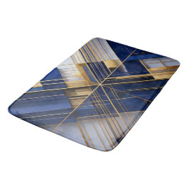 Luxury Art Deco Navy & Gold Geometric Bath Mat バスマット