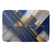 Luxury Art Deco Navy & Gold Geometric Bath Mat バスマット (正面)