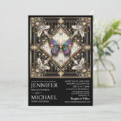 Luxury Art Deco Rainbow Butterfly Wedding  招待状 (スタンド正面)