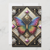 Luxury Art Deco Rainbow Butterfly Wedding 招待状 (裏面)