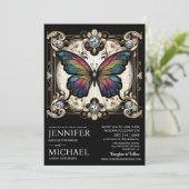 Luxury Art Deco Rainbow Butterfly Wedding  招待状 (スタンド正面)
