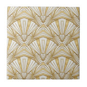 Luxury Art Deco Sunburst Infinite Pattern - Cream  タイル (正面)
