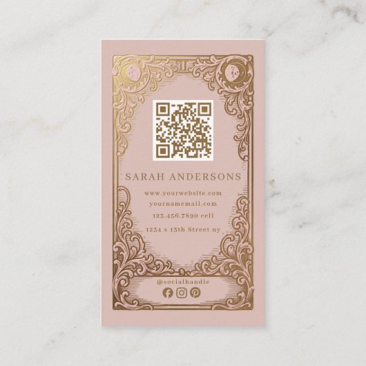 Luxury Astrology Blush Pink Gold Celestial 名刺 (裏面)