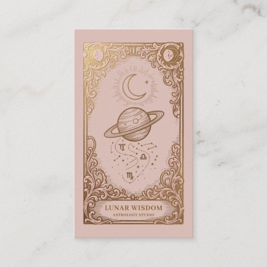 Luxury Astrology Blush Pink Gold Celestial 名刺 (正面)