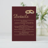 Luxury Auburn Brown & Gold Ring Wedding Details エンクロージャーカード (スタンド正面)