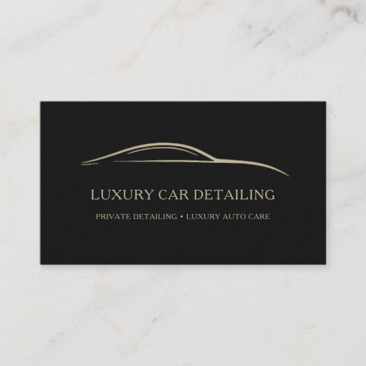 Luxury Auto Detailing QR Code Black & Gold 名刺 (正面)