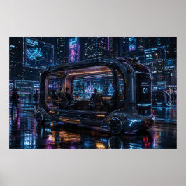 Luxury Autonomous Office Pod in Cyberpunk City  ポスター