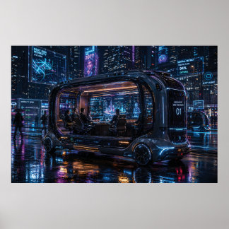 Luxury Autonomous Office Pod in Cyberpunk City  ポスター