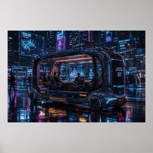 Luxury Autonomous Office Pod in Cyberpunk City  ポスター (正面)