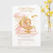 Luxury Baby Girl Shower Invitation Pink Gold Moon  カード (黄色い花)