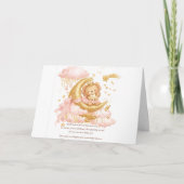 Luxury Baby Girl Shower Invitation Pink Gold Moon  サンキューカード (正面)