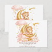 Luxury Baby Girl Shower Invitation Pink Gold Moon  セーブザデート (正面/裏面)