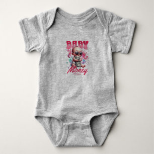 Luxury Baby Money ピンクのクマのロンパース - ヒップホップロイ ベビーボディスーツ