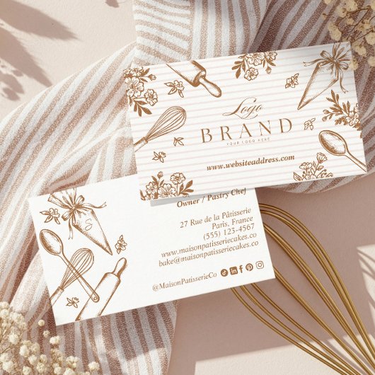 Luxury Baking Utensil Pastry Cake Bakery Shop Logo 名刺