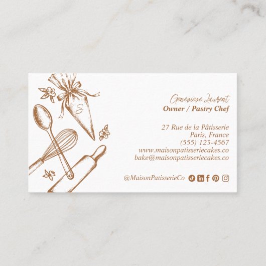Luxury Baking Utensil Pastry Cake Bakery Shop Logo 名刺 (裏面)