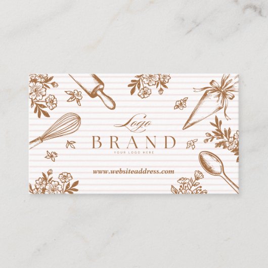 Luxury Baking Utensil Pastry Cake Bakery Shop Logo 名刺 (正面)