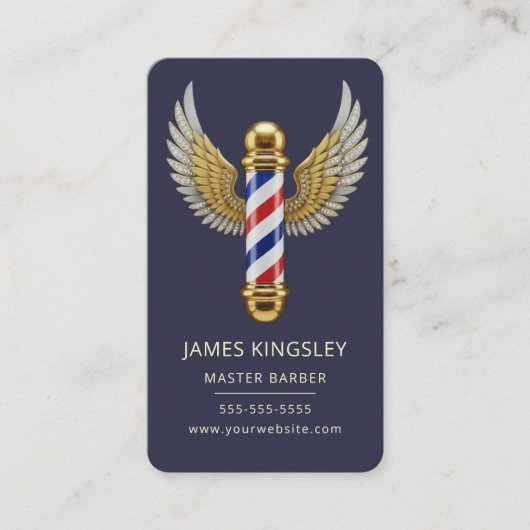 Luxury Barber Pole Haircut Professional Barbershop 名刺 (正面)
