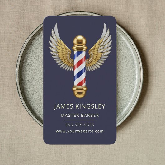 Luxury Barber Pole Haircut Professional Barbershop 名刺