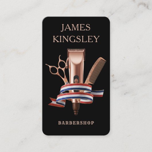 Luxury Barber Studio Professional Barbershop Black 名刺 (正面)