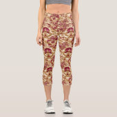 Luxury Baroque Floral Gold and Burgundy カプリレギンス (正面)